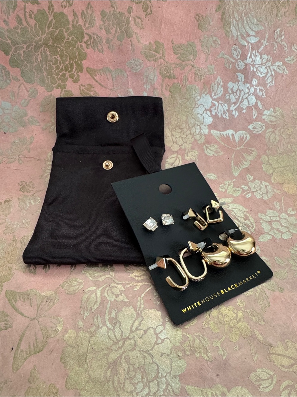 White House Black Market Gold-Tone Mixed Earring Set of 4